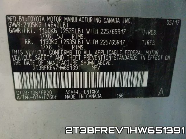 2T3BFREV7HW651391 фото 2