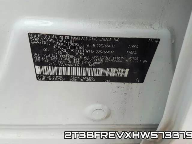 2T3BFREVXHW573379 фото 2