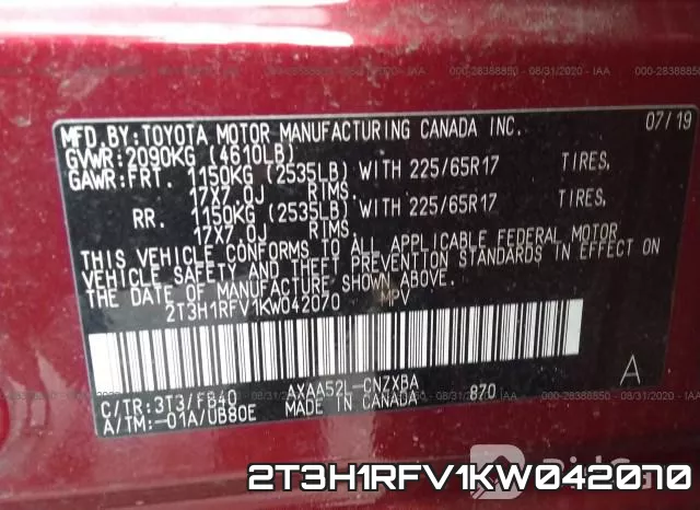 2T3H1RFV1KW042070 фото 10