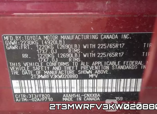 2T3MWRFV3KW020880 фото 10