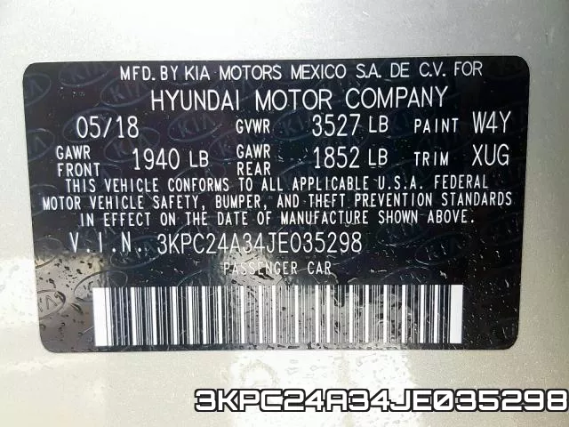 3KPC24A34JE035298 фото 2