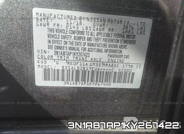 3N1AB7AP1KY267422 фото 10