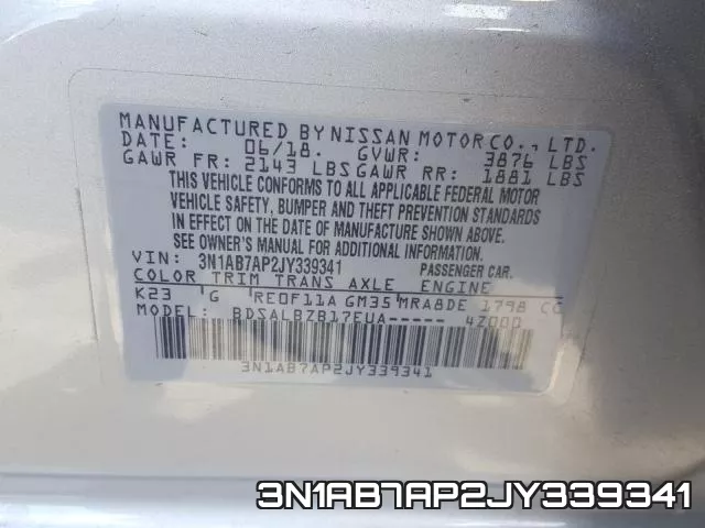 3N1AB7AP2JY339341 фото 2