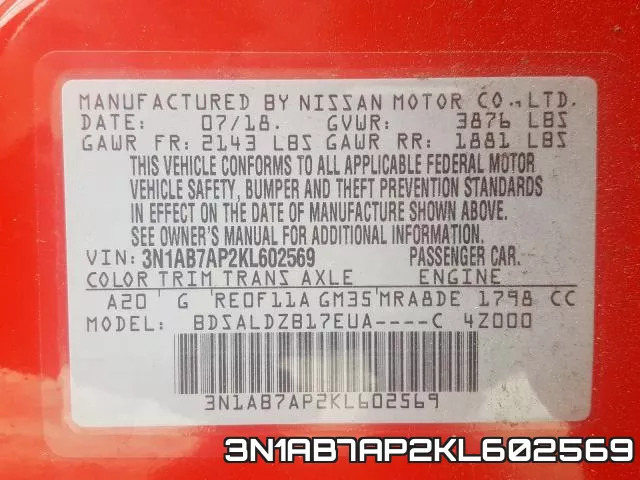 3N1AB7AP2KL602569 фото 2