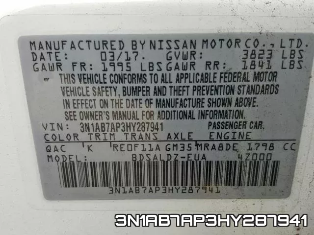 3N1AB7AP3HY287941 фото 2