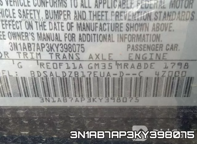 3N1AB7AP3KY398075 фото 10