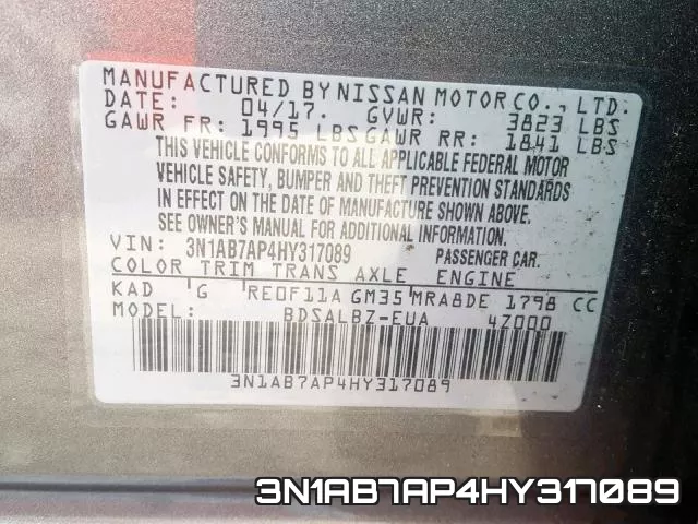 3N1AB7AP4HY317089 фото 2