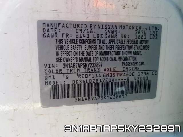 3N1AB7AP5KY232897 фото 2