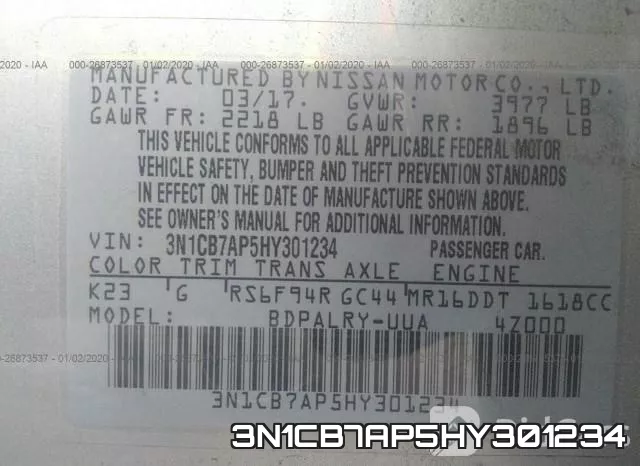 3N1CB7AP5HY301234 фото 10