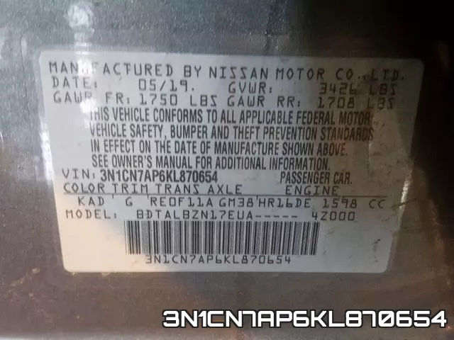 3N1CN7AP6KL870654 фото 2