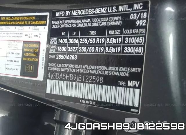 4JGDA5HB9JB122598 фото 10