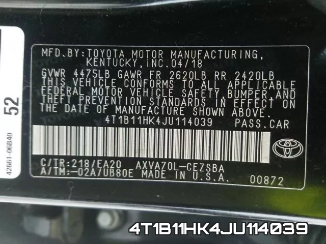 4T1B11HK4JU114039 фото 2