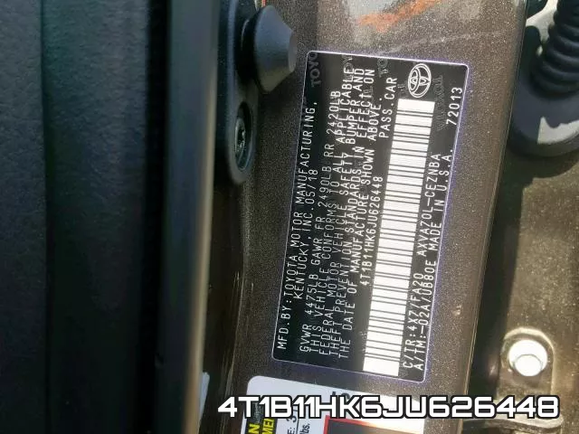 4T1B11HK6JU626448 фото 2