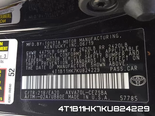 4T1B11HK7KU824229 фото 2