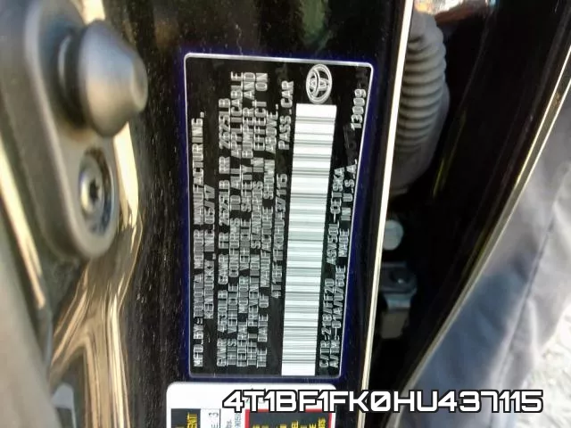 4T1BF1FK0HU437115 фото 2