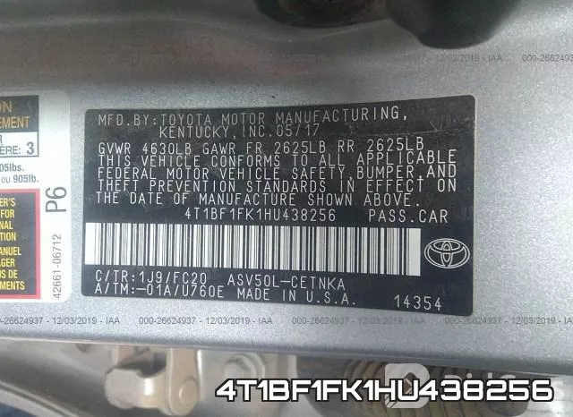 4T1BF1FK1HU438256 фото 10