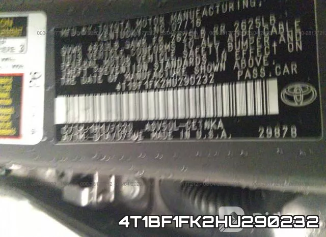 4T1BF1FK2HU290232 фото 10