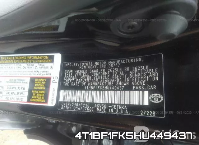 4T1BF1FK5HU449437 фото 10