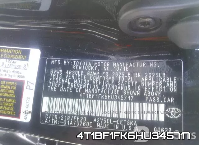 4T1BF1FK6HU345717 фото 10