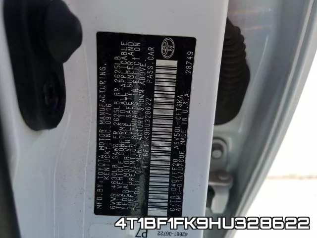 4T1BF1FK9HU328622 фото 2