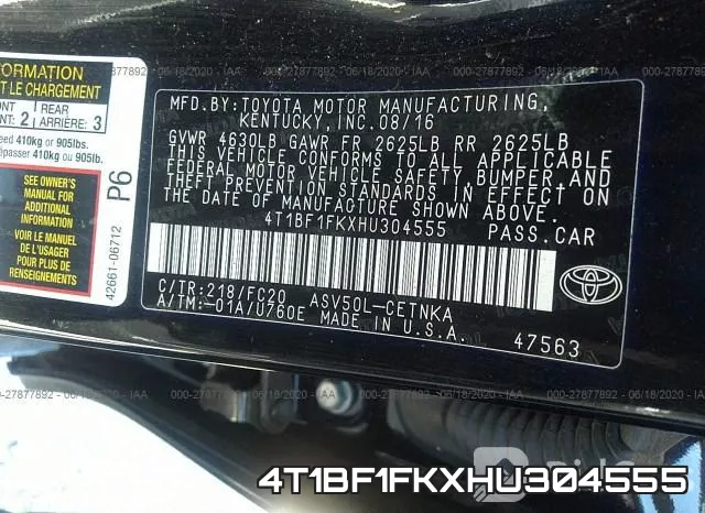 4T1BF1FKXHU304555 фото 10