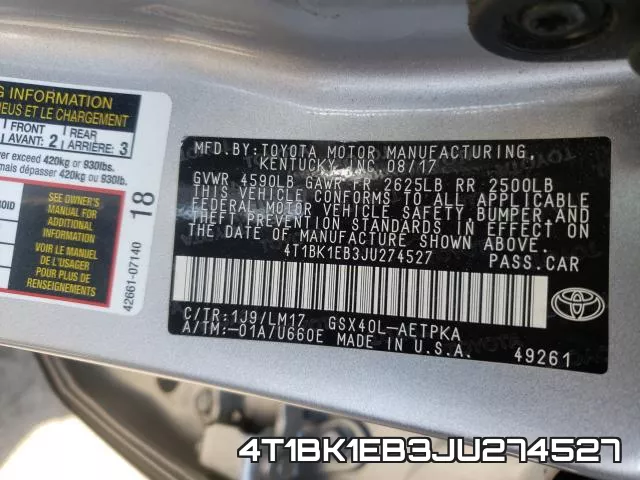 4T1BK1EB3JU274527 фото 2