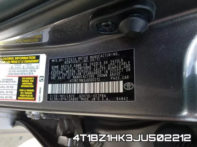 4T1BZ1HK3JU502212 фото 2