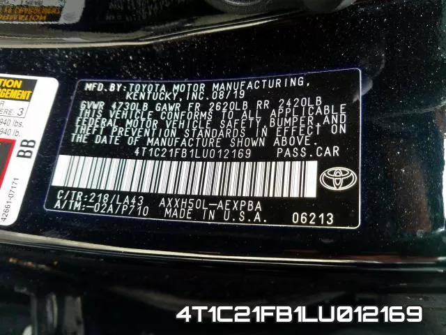 4T1C21FB1LU012169 фото 2