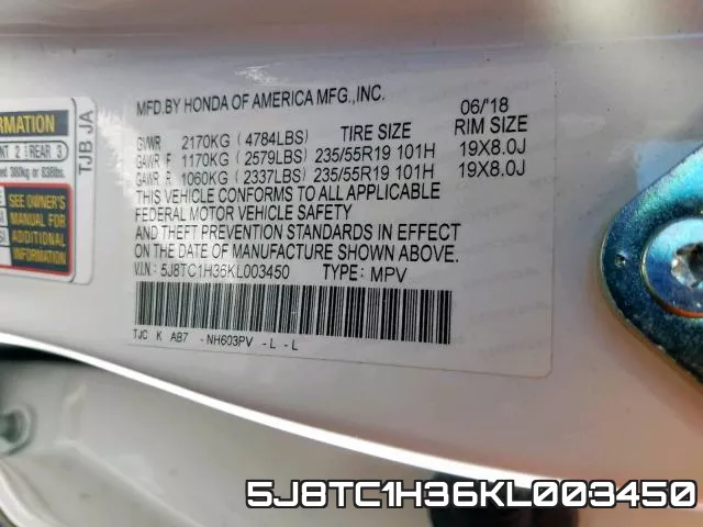 5J8TC1H36KL003450 фото 2
