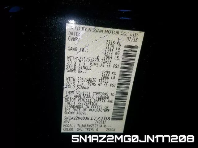 5N1AZ2MG0JN177208 фото 2