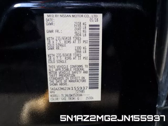 5N1AZ2MG2JN155937 фото 2