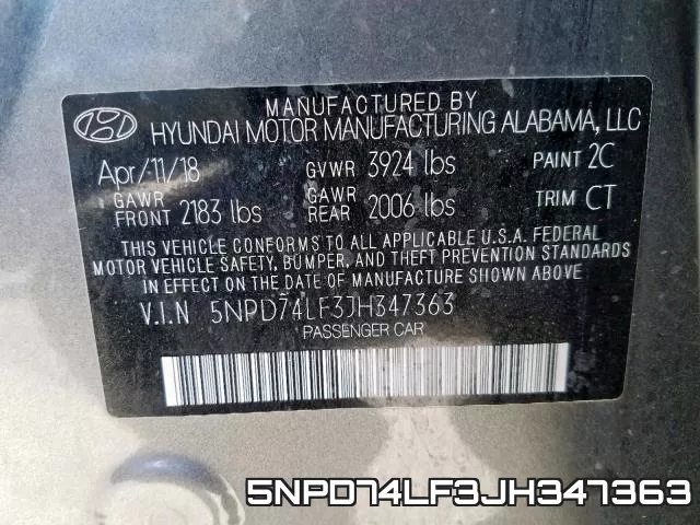 5NPD74LF3JH347363 фото 2