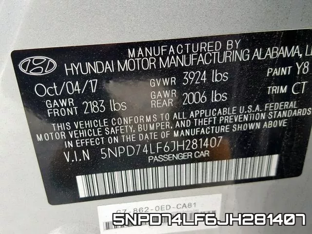 5NPD74LF6JH281407 фото 2