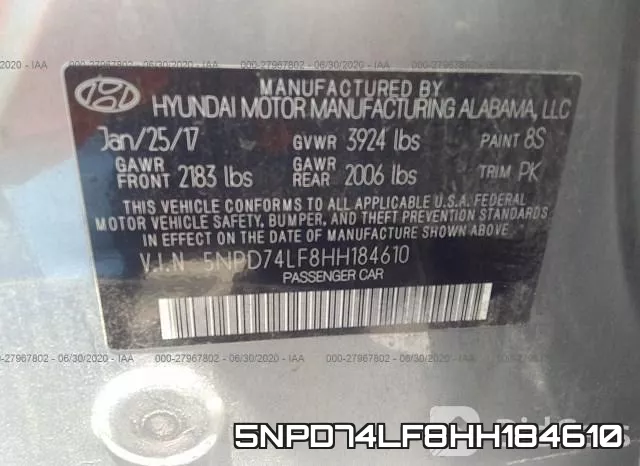 5NPD74LF8HH184610 фото 9