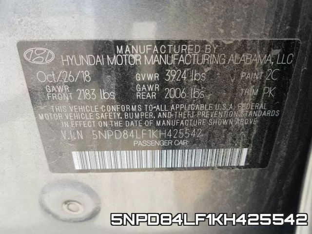 5NPD84LF1KH425542 фото 2