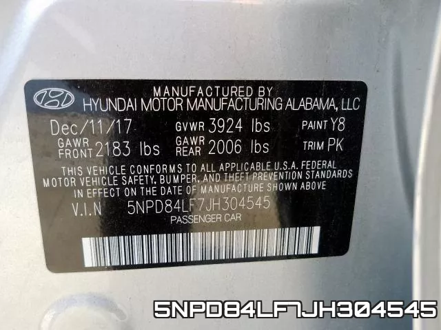 5NPD84LF7JH304545 фото 2