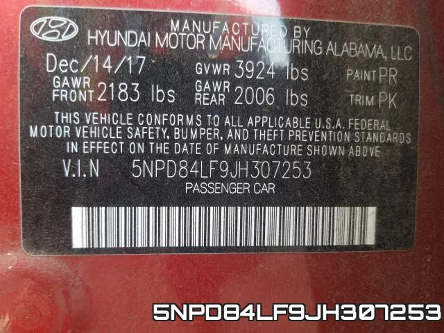 5NPD84LF9JH307253 фото 2
