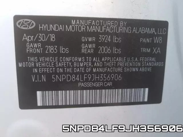 5NPD84LF9JH356906 фото 2