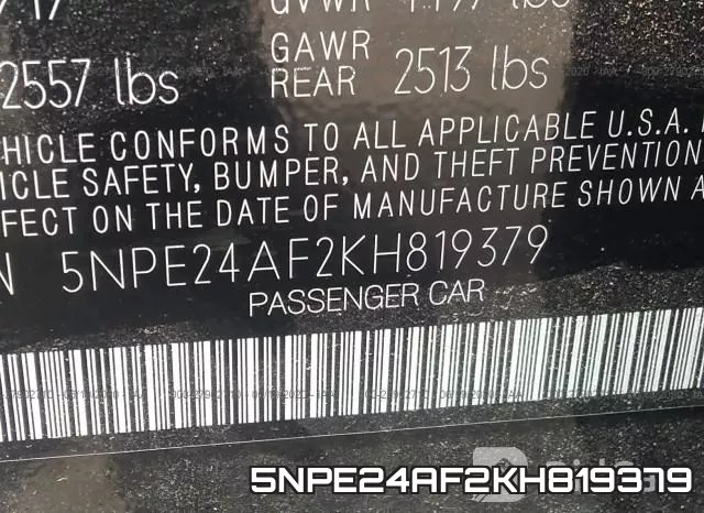 5NPE24AF2KH819379 фото 10