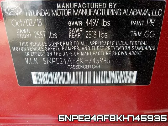 5NPE24AF8KH745935 фото 2