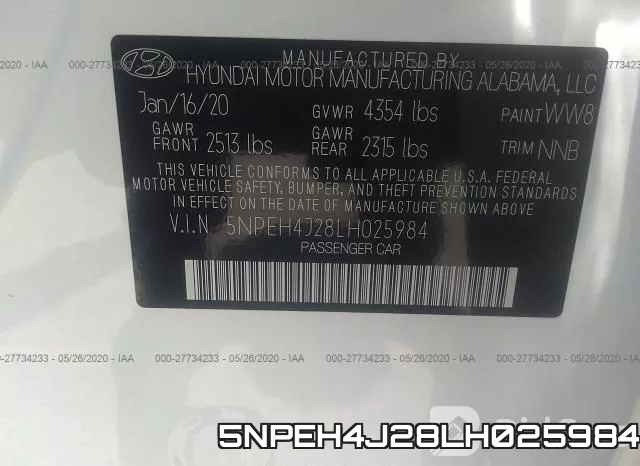 5NPEH4J28LH025984 фото 10