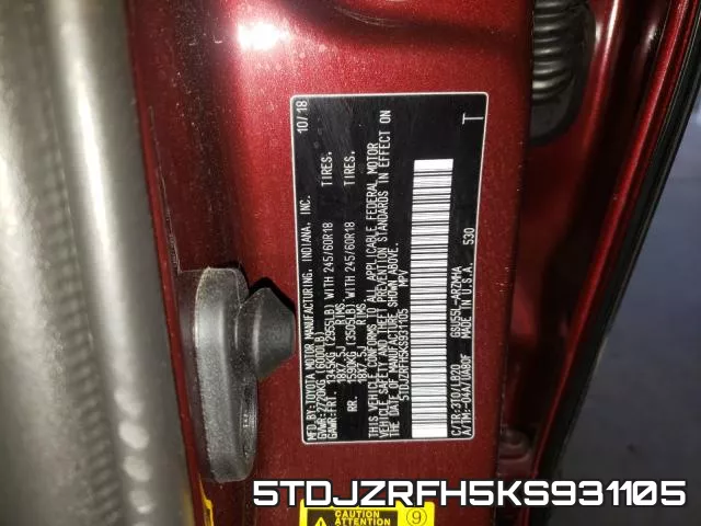 5TDJZRFH5KS931105 фото 2