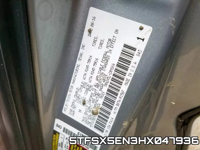 5TFSX5EN3HX047936 фото 2