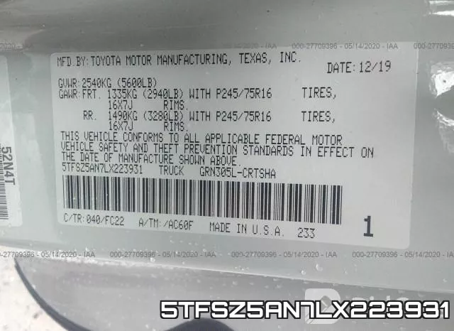 5TFSZ5AN7LX223931 фото 10