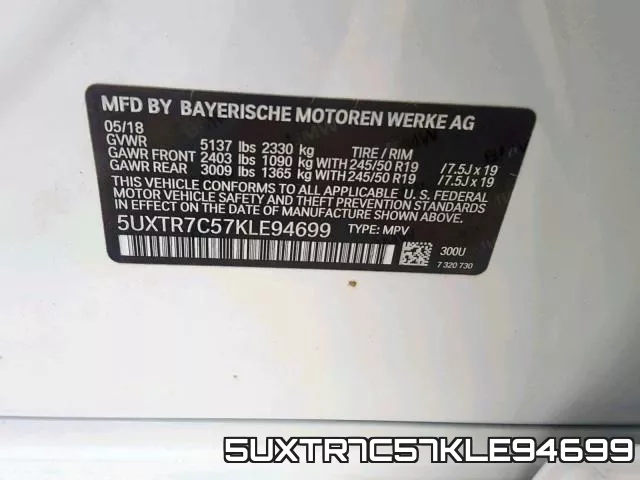 5UXTR7C57KLE94699 фото 2