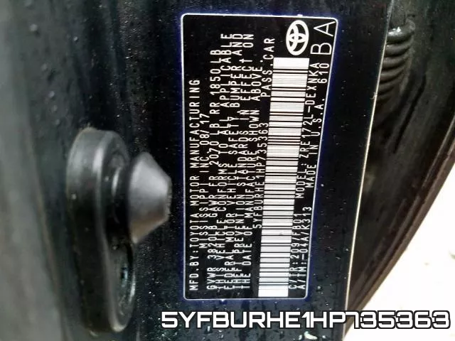 5YFBURHE1HP735363 фото 2