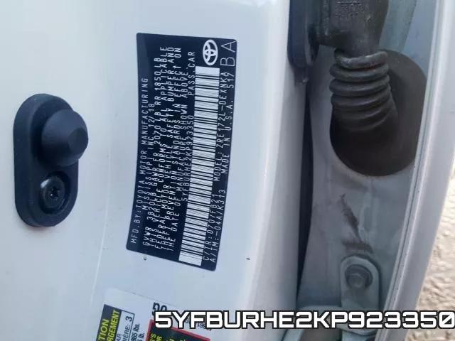 5YFBURHE2KP923350 фото 2