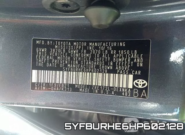 5YFBURHE6HP602128 фото 10
