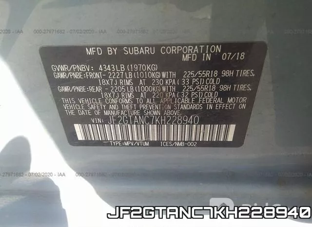 JF2GTANC7KH228940 фото 10