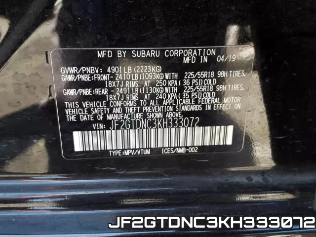 JF2GTDNC3KH333072 фото 2